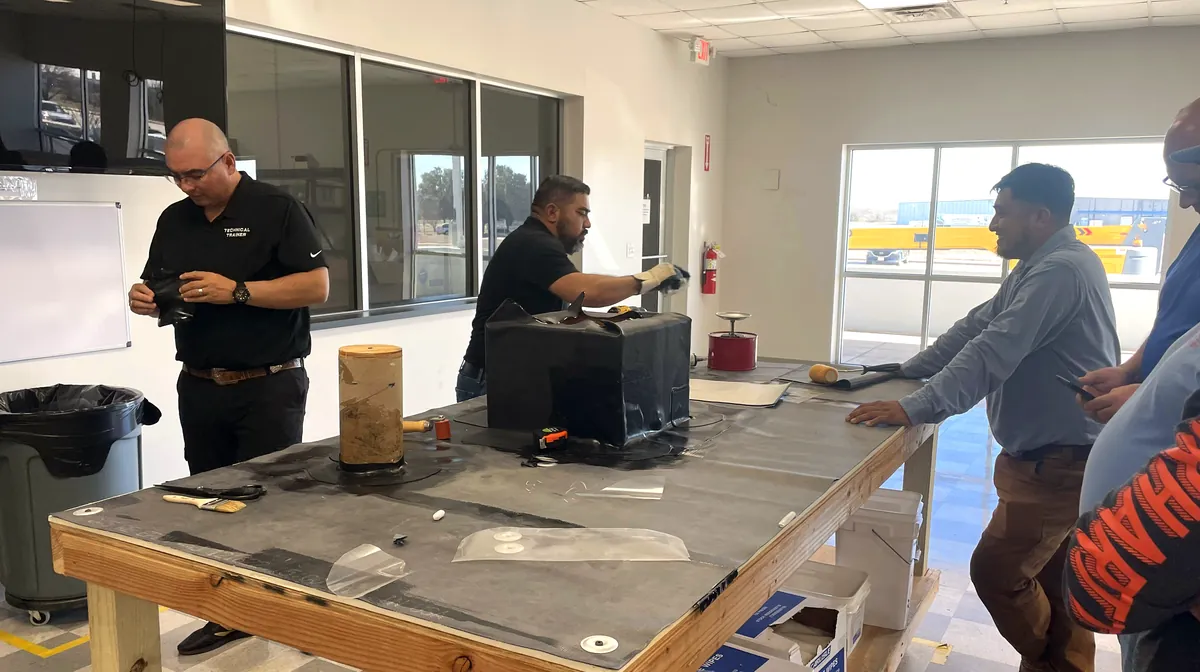 Collins crew at hands-on manufacturer training with a certified Technical Trainer